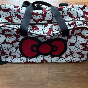 Hello Kitty White, Red and Black Graphic Travel Duffle